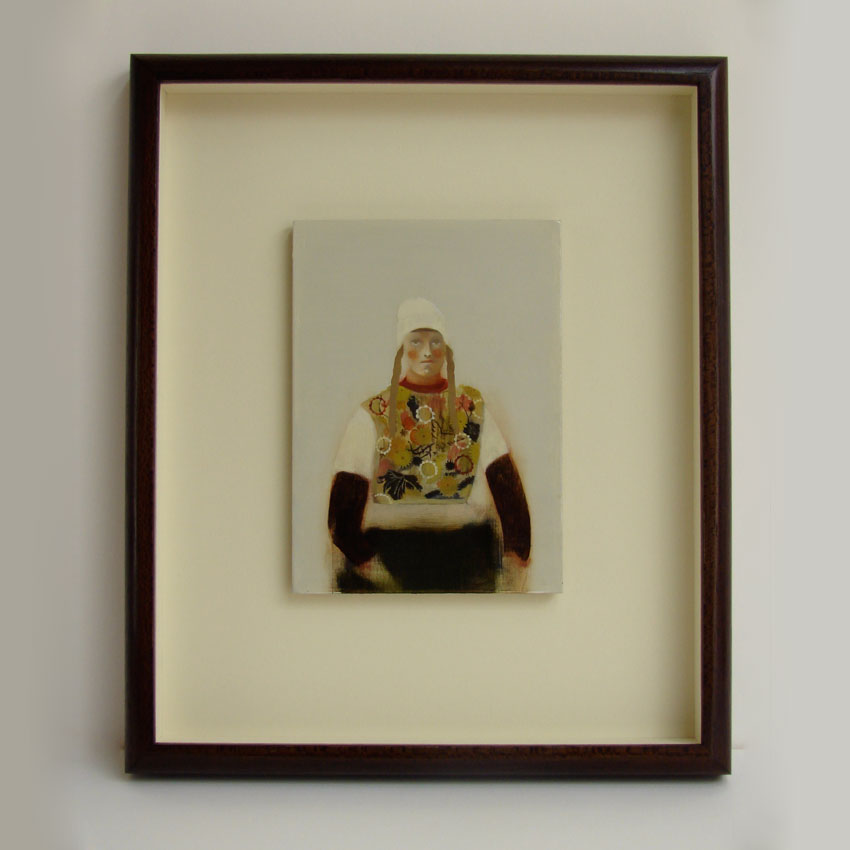 Floating Painting in Box Frame with Reflection-Free Glass - Painting by Sarah Ball